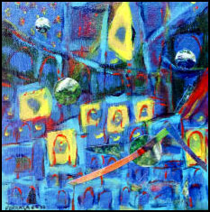 painting: "Environment Nineteen" - 12" by 12", mixed media, $450.+ S&H.